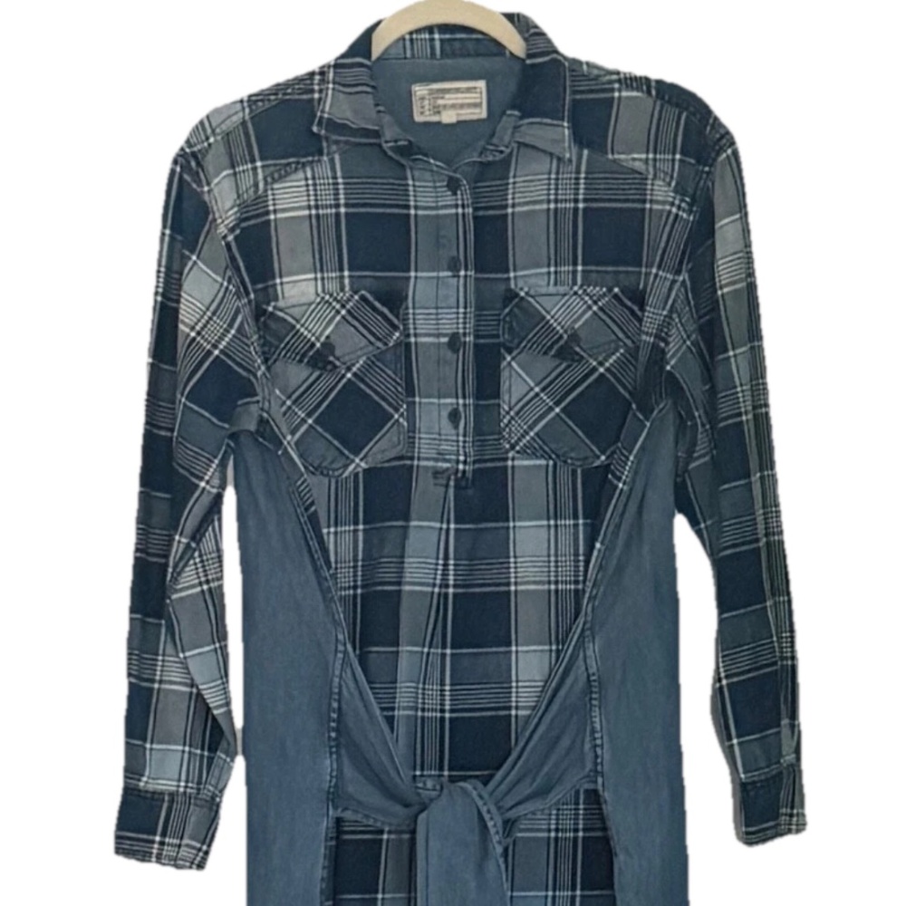 Current/Elliott Hi-Lo Blue Denim Shirt Dress